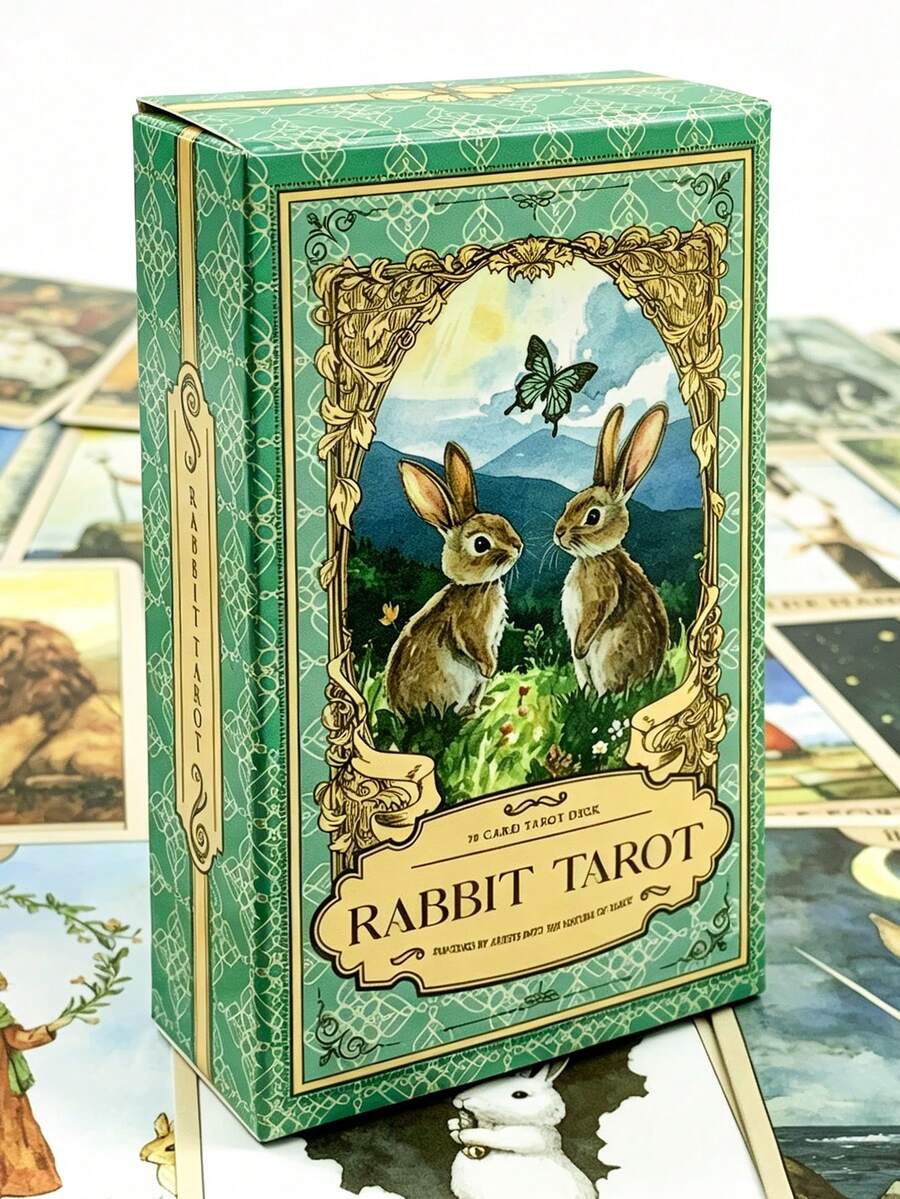1 Box78 Tarot Cards,Watercolor Rabbit Theme Divination Set,Pastoral Fairy Tale Art,Group Gatherings, Collections, Gift-Giving, Etc.