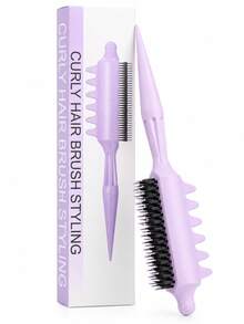 Curly Hair Styling Brush, Detangling Curl Brush With Sectioning Tail Design, Flexible Styling Tool For Wavy Coily Hair, Home Salon Use - Multicolor - View 12
