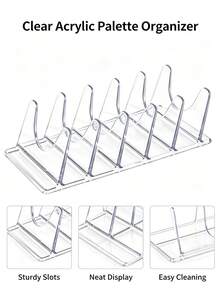 Transparent Acrylic Cosmetic Palette Organizer, U-Shaped Slot Design Makeup Tray, Multi-Compartment Eyeshadow Blush Powder Storage Rack, Suitable For Vanity Tabletop - Multicolor - View 7