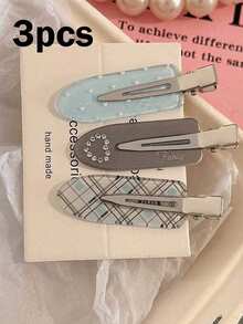 3/6/12Pcs Plaid Heart Rhinestone Hair Clips, Cute No-Crease Bangs Side Hair Clips, Sweet Women's Daily Hairstyle Decoration Hair Accessories Set (No Card) - Multicolor - View 14