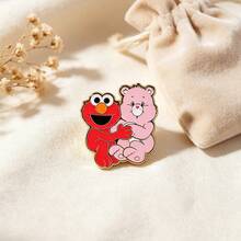 Monogram دبوس مينا رسمي من تعاون X Care Bears، إلمو والدب الوردي، دبوس ديكور للحقيبة والجاكيت، هدية هالوين وعيد الميلاد للمراهقين والبالغين 1 قطعة - وردي - مشاهدة 7