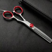 Professional Hair Cutting Scissors, Stainless Steel Hair Shears With Thinning Scissors, Ergonomic Red Handle Design, Precise Hair Styling Tool, Suitable For Salon Styling And Home Haircutting - Red - View 10