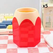 1pc Plastic Pen Holder, Desktop Organizer, Creative Round Design, Student Stationery, Large Capacity, Premium Luxury Style, Storage Box Pen Holder - Multicolor - View 11