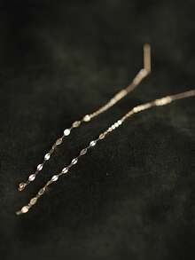 1 Pair S925 Sterling Silver Luxury Thin Chain Glitter Ear Thread Long Dangle Earrings Versatile For Commute And Date Women's Jewelry - Ear Wire - View 2