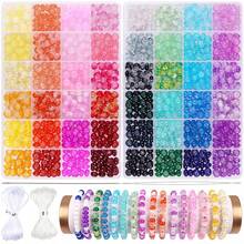 600/1200pcs 8mm Glass Beads, Used For Jewelry Making, Bracelet, Spacer Bead Round Disc Glass Bead Bracelet Making Set, DIY Handmade Gift - Multicolor - View 1
