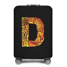 Vibrant Artistic Letter Print Elastic Luggage Cover, Dustproof & Scratch-Resistant Suitcase Protective Sleeve, Fits 18-32 Inch Travel Rolling Luggage - Black - View 47