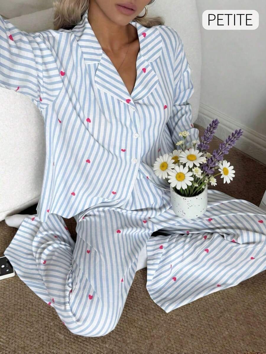 Nina Bonheur 2pcs/Set Women's Loose Comfortable Breathable Long Sleeve Top + Long Pants Cute Pajama Set