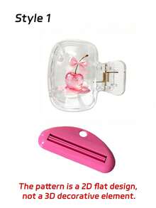 Bow Glitter Cherry Toothbrush Protective Storage Box, Paired With Toothpaste Squeezer Transparent Clip-On Toothbrush Holder, Suitable For Home And Travel, Family Gift, Back To School Season, Back To School Gift, Couple Gift, Easter - Multicolor - View 15