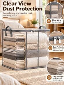 Kotak Penyimpanan Lipat dengan Pegangan, Kotak Penyimpanan dengan Resleting, Cocok untuk Perlengkapan Tidur, Pakaian, Selimut, Ideal untuk Kamar Tidur di Rumah, Kamar Asrama, Juga Sebagai Keranjang Cucian, Dekorasi Kamar Tidur, Kotak Penyimpanan untuk Kembali ke Sekolah - MultiWarna - View 1