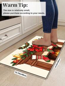 1/2pcs Christmas Floor Mat, Vintage Diatomaceous Earth Mat, Christmas Gift Pattern, Super Absorbent, Non-Slip, Perfect For Bathroom, Kitchen And Dining Room, Quick Dry, Ideal Home Decor And Bathroom Mat Gift - Multicolor - View 15