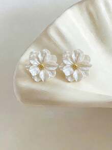 1 Pair Fashionable Minimalist Delicate Floral Stud Earrings, Suitable For Teenage Girls Everyday And Holiday Wear - Flowers - View 1