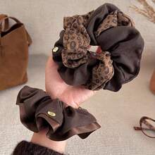 Vintage French Style Patchwork Leopard Print Scrunchie For Women, 2026 New Bun Hair Tie, Elegant Hair Rope Hair Accessory - Multicolor - View 2