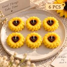 10pcs, 4pcs, 6/1pc Set, Sweet Versatile Yellow Multi-Petal Sunflower - Lighting Candles, Decorative Items, Tabletop Ornaments. Suitable For Wedding Decor, Mother's Day, Candlelight Dinner, Holiday Decoration, Souvenirs, Women's Gifts. - A - View 13