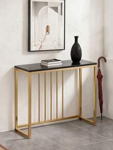 Super life 1pc Entryway Console Table - Modern Narrow Long Console Table; Iron Tube Structure With Anti-Tip Device And Triangular Support, Suitable For Living Room, Hallway, Entryway And Foyer. Tabletop, Desk - Black - View 2