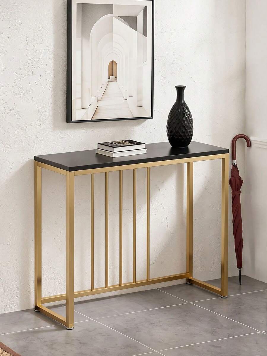 Super life 1pc Entryway Console Table - Modern Narrow Long Console Table; Iron Tube Structure With Anti-Tip Device And Triangular Support, Suitable For Living Room, Hallway, Entryway And Foyer. Tabletop, Desk