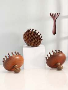 1pc Deer Horn Comb, Thick Tooth Scalp Massage Comb, Wide Tooth Hair Wash Comb, Compact And Portable - Brown - View 5