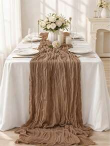 1/2/6/10/12Pack Cheese Cloth Table Runner, Boho Rustic Sheer Cheesecloth Table Cloth, Suitable For Wedding Party, Baby Shower, Birthday, Home Decor, Housewarming Gift, Halloween Decorations - Camel - View 6