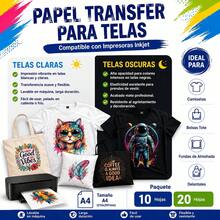 Papel Transfer Telas Color Claras Algodón Playeras 20 Hojas - Para telas color claras (blanco/light) - Ver 3