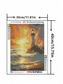 1pc DIY Diamond Painting Sticker Embroidery Landscape Lighthouse Home Decor Full Drill 30*40cm/40x50cm - Sets - View 9