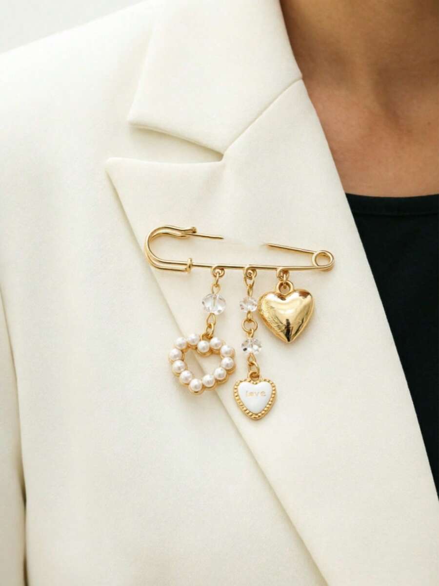1pc New Fashion Heart Shell Conch Star Moon Bow Starfish Flower Bee Ladybug Mushroom Pendant Brooch Anti-Slip Collar Pin Waist Cincher Clothing Decoration - Multicolor - View 1
