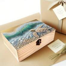 1pc Diamond Painting Art Set DIY Handmade Turtle Pattern With Lock Flap Wooden Box Multi-Functional Small Item Storage Box Jewelry Box Mosaic Craft Diamond Painting Decoration Office Desk Organizer Vanity Decor Small Accessory Storage Box Meaningful Birthday Gift Box - Multicolor - View 1
