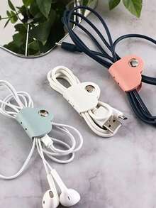 Multi-Style Cable Organizer Kit, Cute Flower Cord Wraps & Wire Holders, Multi-Color, Desktop & Drawer Cord Storage Accessories For Earphone, Charging Cable Management - A - View 3
