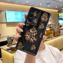 1pc Premium Autumn Leopard Print Maple Leaf Pattern TPU Phone Case, Unisex And Versatile, Compatible With Samsung Galaxy S26 Ultra/S25/S24/S23/ A3X 4G/A60/A40/ Reno7 4G/ Moto G30/G20/G10/ Note 13 Pro/ Smart 8/ItelA70. A Pure Android Phone Case Series. - Black - View 7