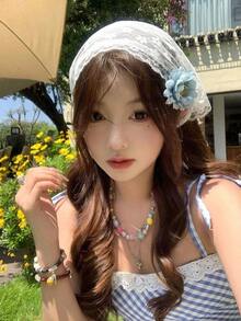 1pc Lace Floral Triangle Waist Belt, Suitable For Wearing With Pants, Can Also Be Used As A Headscarf, Applicable To Various Fashion Styles - Multicolor - View 5