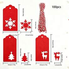 100pcs/Pack Christmas Party Gift Decoration Tags, Hanging Cards, Decorative Cardstock, Message Cards For Baking Packaging Boxes, Gift Bags, With Rope - View 2