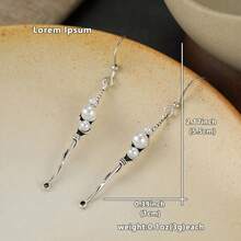 Vintage Bohemian Style Multi-Pearl Long Dangle Earrings For Women - Silver - View 6