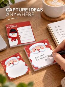 2pcs Christmas Themed Student Sticky Notes, Memo Notepad Self-Adhesive, Includes Santa Claus And Snowman Styles, Suitable For Students To Take Notes, Write Daily Plans, Etc., Also Can Be Given As Christmas Gifts For Children By Parents. - Multicolor - View 11