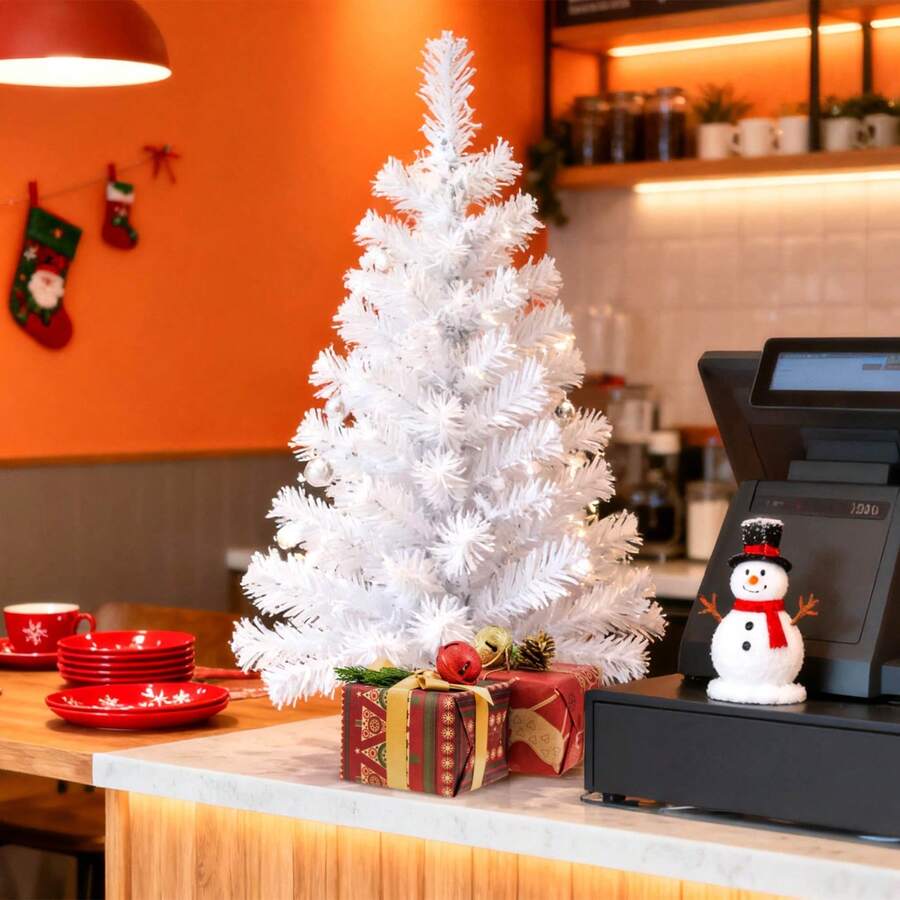 Christmas Tree Artificial Xmas Tree White Premium PVC Bushy Realistic Fir Quick Installation Natural With Metal Stand For Christmas New Year Decorations - White - View 1