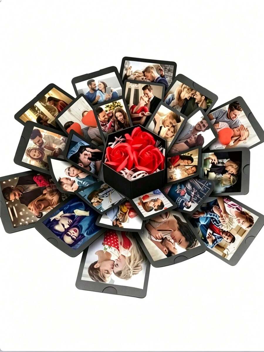 Explosion Surprise Gift Box, DIY Photo Album Surprise, Comes With Ribbon And Instruction Manual, Hexagonal Explosion Box, Memory Gift Box, Perfect For Birthday, Mother's Day, Valentine's Day, Anniversary, Wedding And Christmas. - Multicolor - View 1