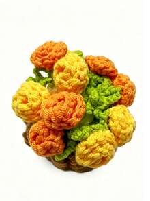 2-In-1 Handmade Crochet Flower Pot & Coaster, Floral Knitted Cup Mat, Aesthetic Desktop Decor Ornament, Suitable For Coffee Tea Cups, Home Office Desk Decoration - Multicolor - View 10