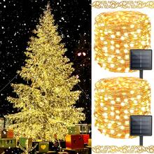 Solar Powered Flexible LED Garland, Daytime Solar Charging, Weather Resistant, Soft Warm Glow For Fence, Door Frame, Lawn, Camping Tent & Holiday Decor - Copper Wire String Lights - View 9