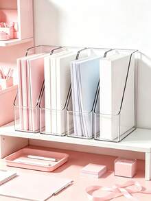Foldable Matte PP File Storage Box, Desktop Vertical Book Stand, Transparent Acrylic A4 Paper Organizer, Document And Scrapbook Paper Sorting Rack, Suitable For Student Desks, Office Workspaces, Home Study, Libraries, Classrooms - Multicolor - View 4