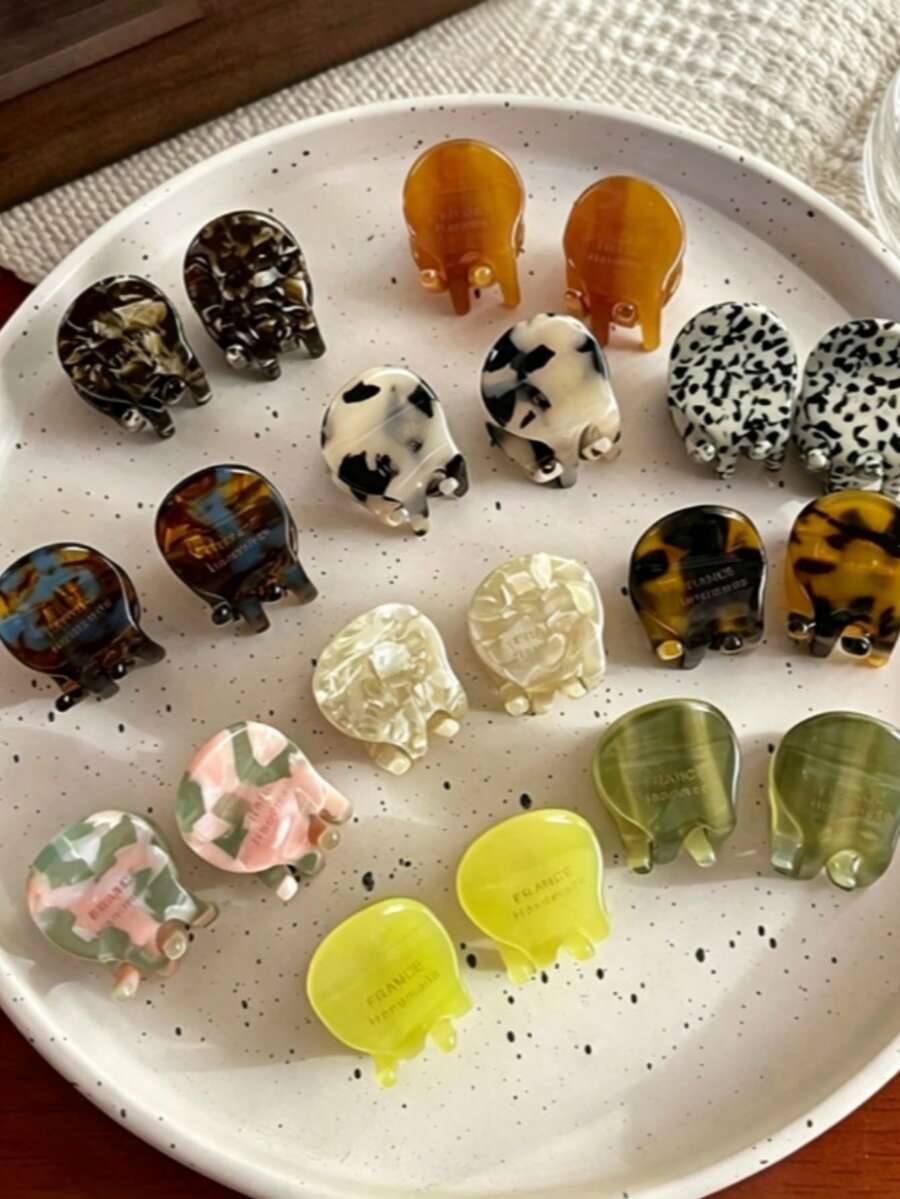 2pcs/Set Women's Mini Small Acetate Hair Clips, Side Bangs Hair Claw Clips, Loose Hair Clips, Princess Style Hair Accessories - Multicolor - View 1