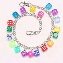 1pc Lucky Colorful Dice Waist Chain Fashion Unisex Luxury Accessory Hip Hop Keychain, Lightweight Multifunctional. Pendant Accessory Decoration Unisex. - Multicolor - View 3