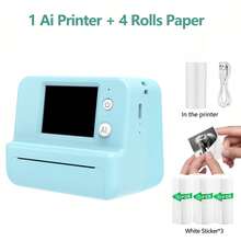 AI Mini Printer, Portable Inkless Thermal AI Voice Sticker Printer With Preview Screen, For Scrapbooking, Pictures, Photos, DIY Creative, Notes & Gifts - Multicolor - View 12