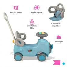 THE BABY SHOP Correpasillos 3 en 1 Mecedora Carrito Paseo Luces Sonido Cinturón  Niños 3-6 Años - Azul - Ver 7