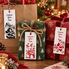 Custom Christmas Gift Tags, Personalized Holiday Present Labels, Customized Text Santa Gift Tags, Customizable Name Hang Tags, Vintage Christmas Party Decor, Festive Gift Wrapping Accessories, Merry Christmas, Holiday Gift, Celebration Decoration - Multicolor - View 5