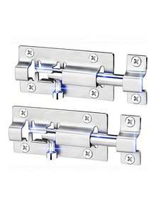 7/14pcs Heavy Duty Corrosion-Resistant Stainless Steel Barrel Bolt Lock Set - 1 Bolt Lock With 6 Mounting Screws, Brushed Finish, Suitable For Cabinets, Wardrobes, Sheds, Gates And Entry Doors | Commercial Grade Home Office Security Hardware - A - View 1