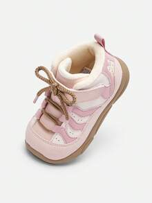 Balabala Baby Fleece Lined Walking Shoes Soft Sole Sport Footwear For Infant Boys Autumn Winter Daily Wear - Floral Coffee Color - View 1
