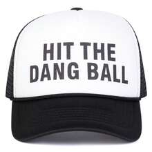 قبعة بيسبول رجالية HIT THE DANG BALL بطبعة حروف، قبعة شاحنة عصرية، قبعة شبكية كاجوال للحماية من الشمس للسفر في الربيع/الخريف وإجازة الشاطئ، 1 قطعة - متعدد الألوان - مشاهدة 4