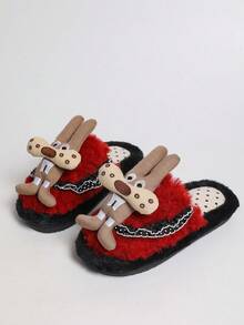 Solid White Elegant Sexy Cute Dog Fabric Plush Home Decor - Red - View 8