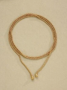 This Stylish, Casual, And Simple Multi-Layered Long Necklace Is Perfect For Everyday Wear, Dates, Parties, Vacations, And Travel, Making It An Ideal Gift For Your Girlfriend Or Mother. - Gold - View 5