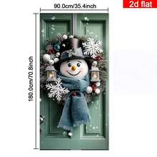 2D Flat Charming Snowman And Christmas Wreath Door Banner, Polyester Holiday Decoration, Perfect For Indoor/Outdoor Parties And Photo Booths - A - View 6