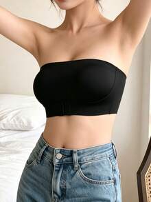 Dreamivo 2pcs/Set Women's Front Closure Strapless Push-Up Bra - Sexy Wireless Bandeau, With Adjustable Rubber Band - Multicolor - View 4