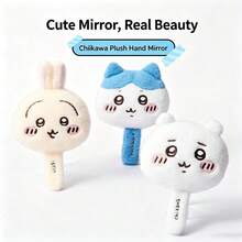 Miniso Cute Plush Cover Handheld Cosmetic Mirror,  / Usagi / Hachiware 3 Characters, Portable Makeup Hand Mirror For Daily Beauty(1pc) - Multicolor - View 1