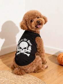 LUCKIE PAL 2pcs Halloween Skull Print Pet Vest, Physical Flea Prevention, Reduces Shedding, Insulated & Breathable, Dog Vest Suitable For Small And Large Dogs And Cats, Indoor And Outdoor Use - Multicolor - View 5